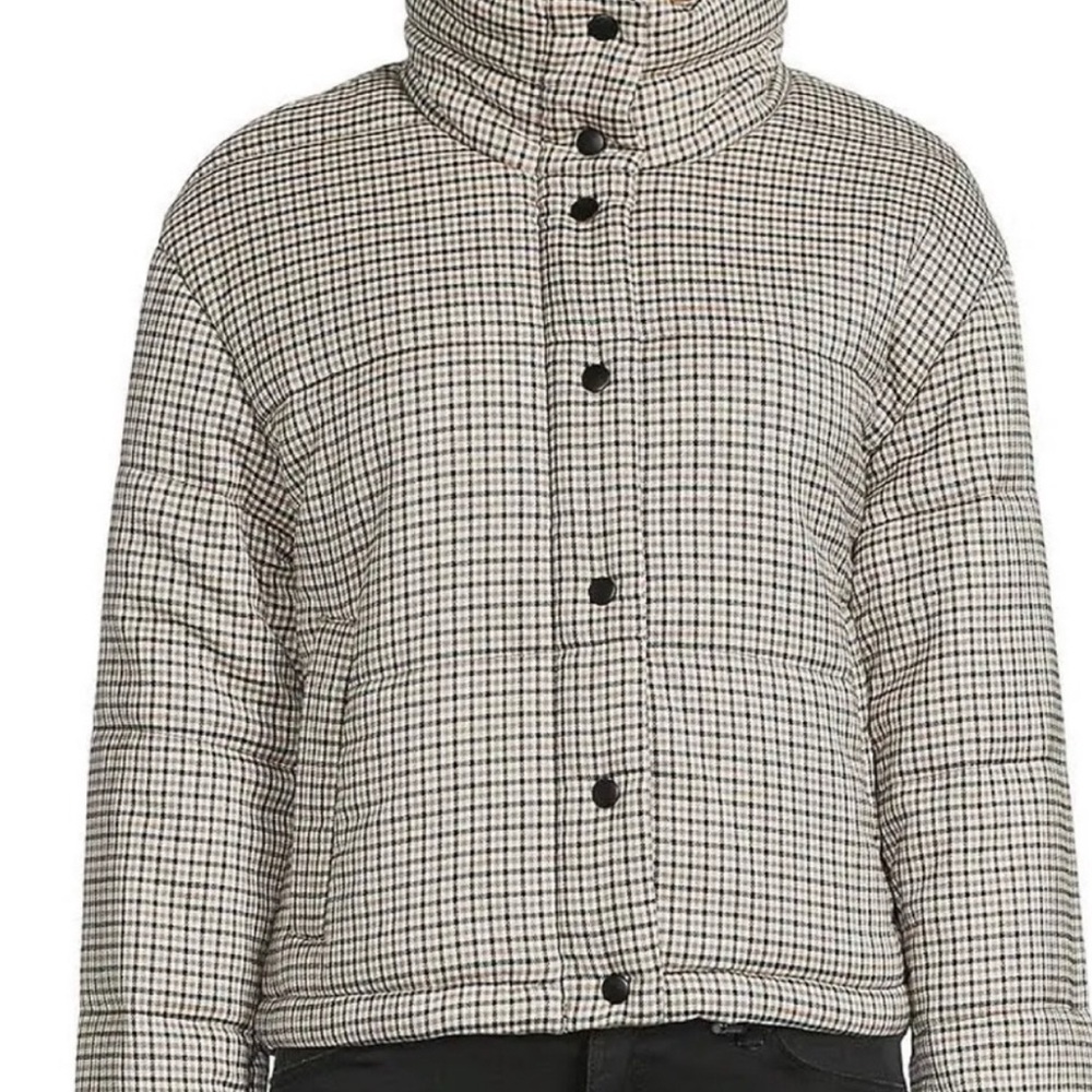 Rails Ezra Plaid Cropped Puffer Jacket - Taupe/Black - Picture 2 of 4